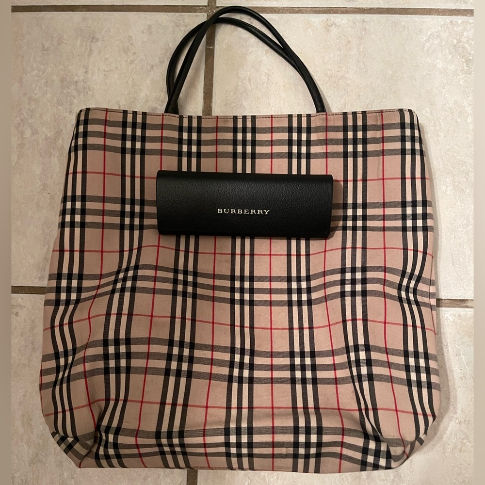 Burberry vintage Haymarket Tote and sunglasses case